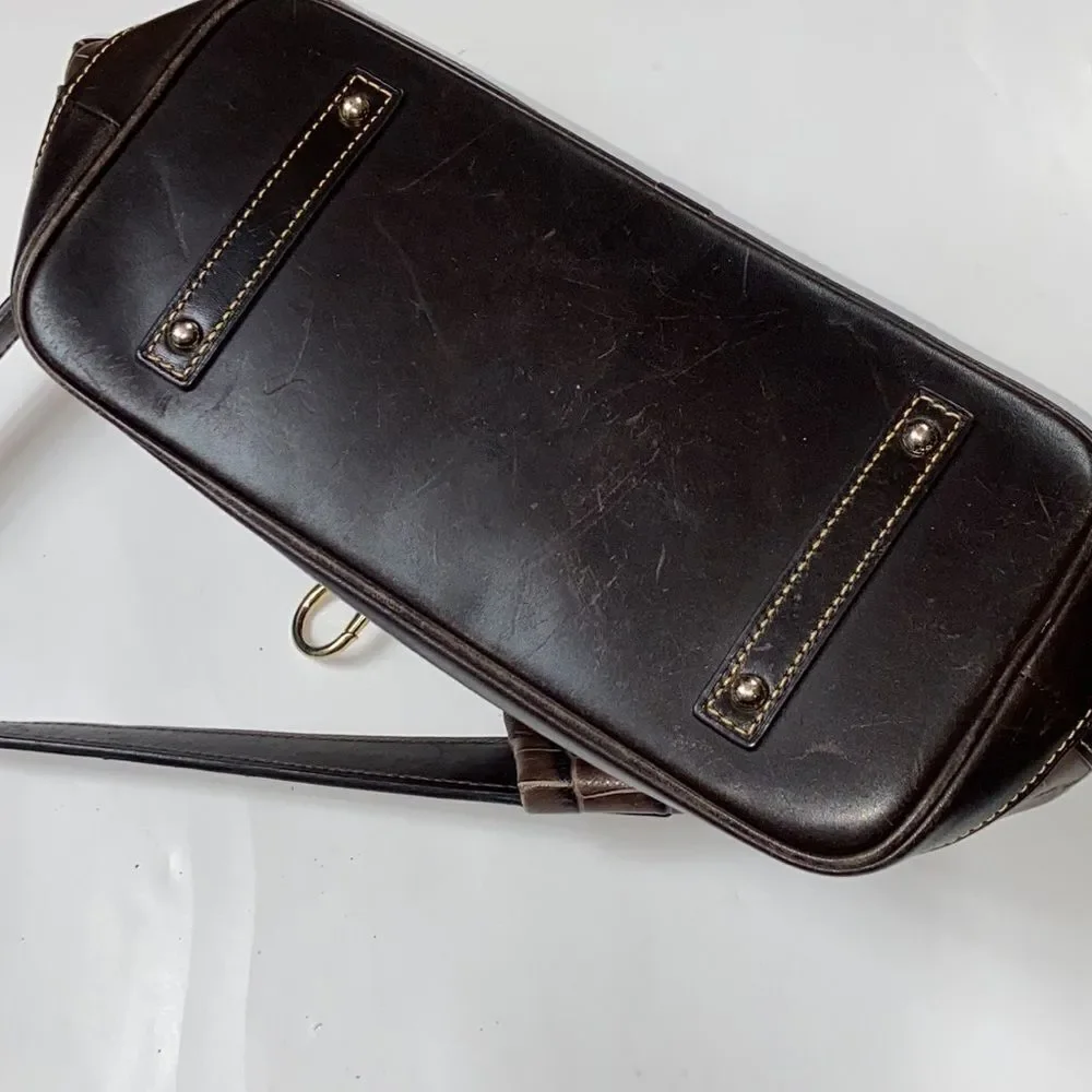 Dooney & Bourke Brown Florentine Croc Embossed Leather  Logo Lock Shoulder Bag